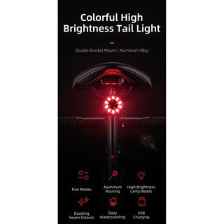ROCKBROS Bicycle Rear Light /Tail Light /USB Charging Safety Light / Colorful Cycling Light