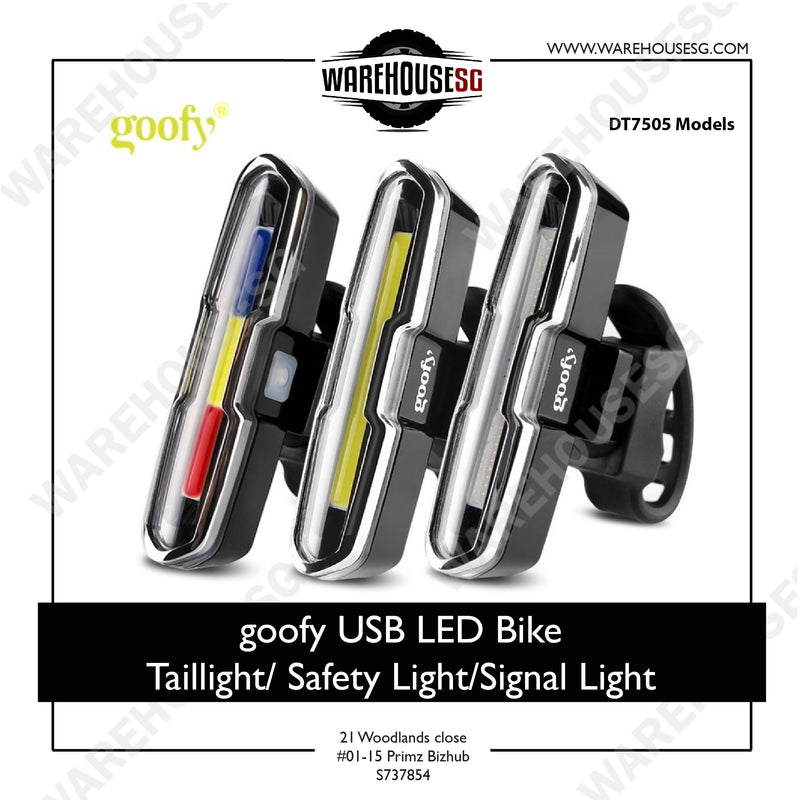 goofy USB Rechargeable Bicycle Light 3-color LED Bike / Bicycle Safety light/ Signal light