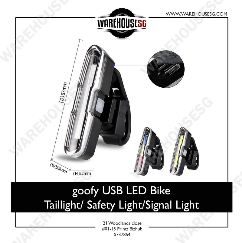 goofy USB Rechargeable Bicycle Light 3-color LED Bike / Bicycle Safety light/ Signal light
