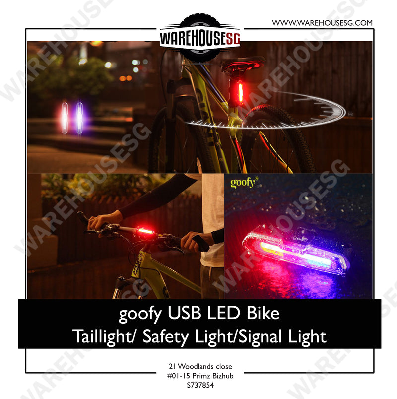 goofy USB Rechargeable Bicycle Light 3-color LED Bike / Bicycle Safety light/ Signal light