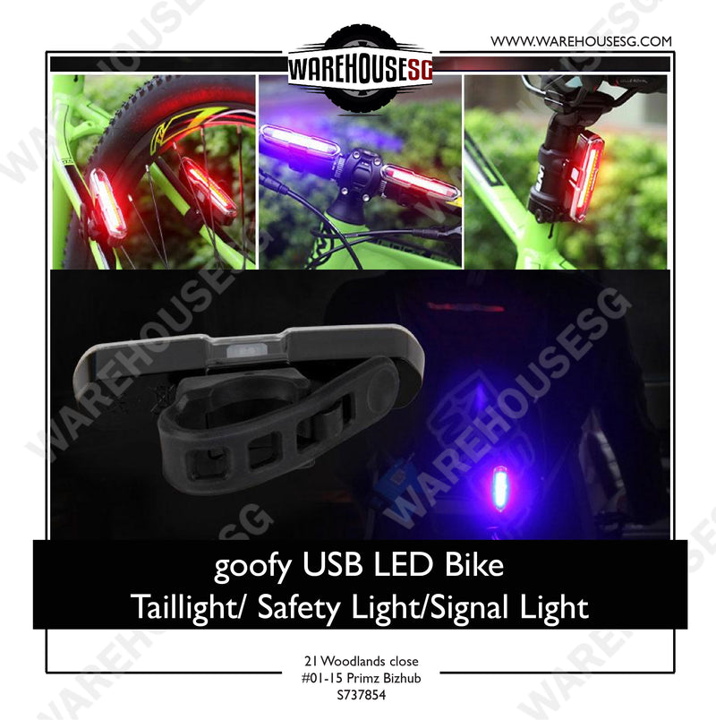 goofy USB Rechargeable Bicycle Light 3-color LED Bike / Bicycle Safety light/ Signal light