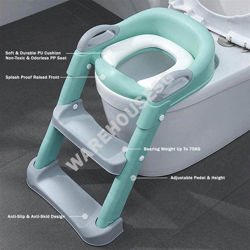 Potty Training Seat Non-Slip Foldable with Ladder (4 Colours Available)