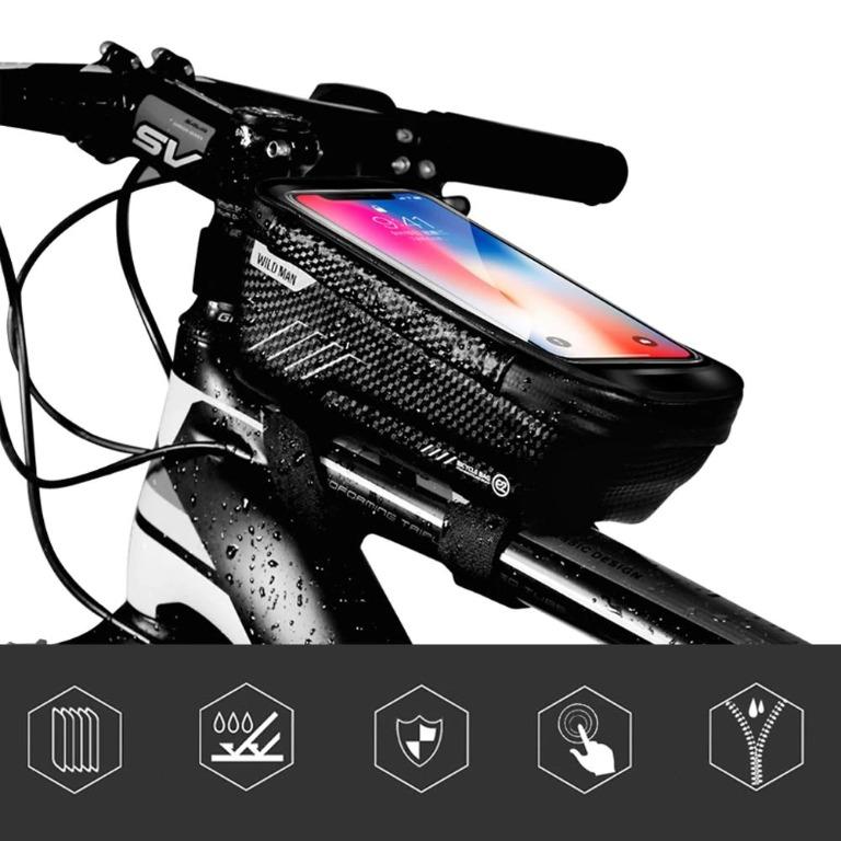 WILDMAN Bicycle Waterproof Touch Screen Phone Case Smartphone Touchscreen Bag - Black